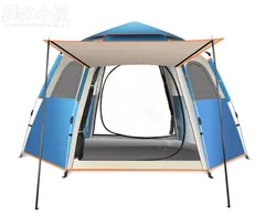 【人気商品】キャンプテント ワンタッチテント アウトドア キャンプ用品 六角形構造 簡単設営 通気性抜群 防風 UVカット UPF50+ 3~4人用テント  2つドア?四つ側窓設計 専用収納袋付属  (テント底面色ランダム)のサムネイル