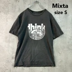 Mixta ミクスタ S チャコールグレー Crew Neck Print Tee Think クルーネック プリント Tシャツ 半袖 アメリカ製 MADE IN USA ハンドプリンティング 古着 アメカジ ビンテージ風 ドッグ キャット ★ ■◆のサムネイル