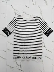 グリーンクイーン ボーダー柄 ニット Tシャツ ブラック 白のサムネイル