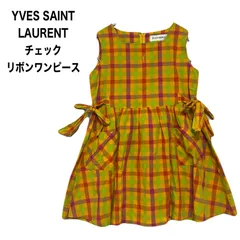 イヴ・サンローラン  YVES SAINT LAURENT   マドラスチェック リボン ノースリーブワンピース キッズのサムネイル
