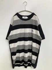 inhabitant Tシャツ/カットソー M ブラック ボーダー柄 チェック柄 バックプリント ワンポイント ブランドロゴ ミドル丈 半袖 クルーネック(丸首) メンズ レディースのサムネイル