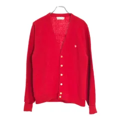 80年代 Christian Dior クリスチャン ディオール アクリルニット カーディガン レッド(メンズ S相当)中古 古着 V7544のサムネイル