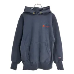 90年代 USA製 Champion チャンピオン REVERSE WEAVE リバースウィーブ パーカー 刺繍 ネイビー(メンズ L)中古 古着 V6036のサムネイル