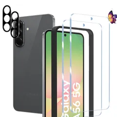 새상품 [2+2매 세트] 갤럭시 A56 5G 라스 필름 (2매) + 갤럭시 A56 5G용 카메라 필름 (2매) 강화 LCD 보호필름 원터치 부착/기포 제로/케이스와의 간섭 없음/경도 9H/비산 방지/지문 방지