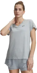 アンダーアーマー レディース トップス シャツ Vネック Under Armour Womens Tech Twist VNeck TShirt Blue FogDownpour Gray グレーのサムネイル