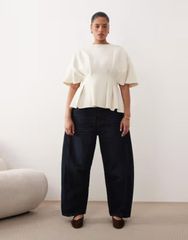 アレンジ レディース ボトムス デニムパンツ ジーンズ ARRANGE Curve Franklyn seam detail barrel jeans indigo Indigo インディゴ
