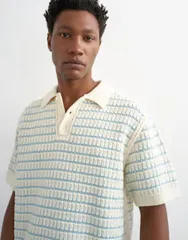 トップマン メンズ トップス ポロシャツ レギュラーフィット Topman regular fit machine crochet polo BLUE ブルーのサムネイル