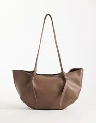 エイソス レディース バッグ ミニ ASOS DESIGN mini scoopinched tote Chocolate チョコレートのサムネイル