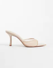 マンゴ レディース シューズ サンダル メッシュ ヒール Mango heeled mesh sandals in pale pink ピンクのサムネイル