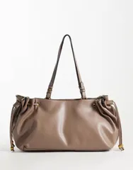 エイソス レディース バッグ ASOS DESIGN drawstring tote bag in mushroomのサムネイル