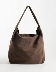 エイソス レディース バッグ ASOS DESIGN canvas tote bag in chocolate チョコレートのサムネイル