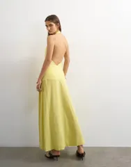 トップショップ レディース トップス ワンピース リネン マキシ ホルター Topshopremium linen richalter neck wrap maxi dress in muted liのサムネイル