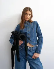 トップショップ レディース アウター ジャケット・ブルゾン デニム Topshop denim drummer boy jacket in rich blue ブルーのサムネイル