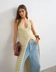 トップショップ レディース アウター カーディガン プリーツ ニット Topshop knit pleated long line cardin multi マルチカラーのサムネイル