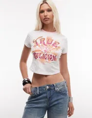 トゥルーレリジョン レディース トップス シャツ クロップド グラフィック True Religion crystal heritage graphic ringer cropped baby teeのサムネイル