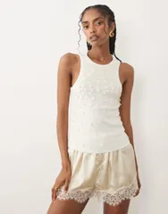 リバーアイランド レディース トップス シャツ River Island faux shell embellished tank top WHITE ホワイトのサムネイル