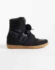 エイソス レディース シューズ スニーカー スエード ASOS DESIGN Damson concealed wedge sneakersuedette Black ブラックのサムネイル