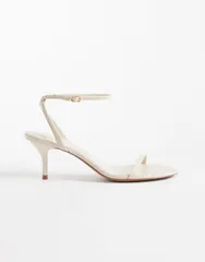 マンゴ レディース シューズ サンダル ミニ アンクル ヒール Mango minimalist ankle tie heeled sandals ECRU エクリュのサムネイル