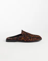 エイソス レディース シューズ スリッポン・ローファー プリント レザー ASOS DESIGN Wide Fit Mystique premium loafer mules in hair on rのサムネイル