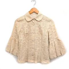 トゥービーシック TO BE CHIC レース 丸衿 ジャケット アウター 7分袖 コットン 綿 40 ベージュ /FT22のサムネイル