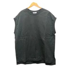 チャオパニック ティピー CIAOPANIC TYPY Tシャツ クルーネック コットン サイドスリット バックプリント ノースリーブ F チャコールグレーのサムネイル