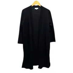 マッキントッシュ ロンドン MACKINTOSH LONDON ニットカーディガン ウール混 ボタンレス 無地 長袖 ロング丈 44 黒 ブラックのサムネイル
