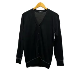 マンシングウェア MUNSINGWEAR カーディガン Vネック ライン ワンポイント 長袖 M 黒 ブラック グレーのサムネイル