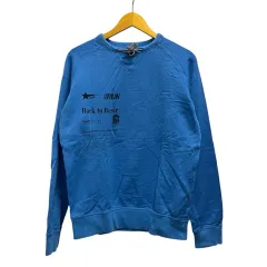 ゴールデングース GOLDEN GOOSE トレーナー 長袖 クルーネック ロゴプリント コットン G26U665.A5 M 青 ブルー 黒 ブラックのサムネイル