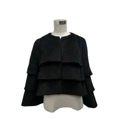 ユナイテッドアローズ UNITED ARROWS ノーカラージャケット 長袖 無地 アルパカ混 ウール混 1522-268-0185 40 黒 ブラックのサムネイル