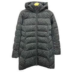 極美品 UNIQLO ダウンコート レオパード柄 黒 フード取り外し可能 L 