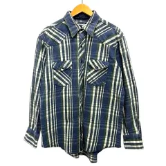 ラングラー WRANGLER ブルゾン シャツ ジャケット 厚手 コットン チェック 長袖 17-34 XL 青 ブルー 緑 グリーン 白 ホワイト マルチカラー のサムネイル