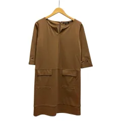 ロートレアモン LAUTREAMONT ミニワンピース 長袖 フロントオープンネック 無地 ウール 3101-27060 38 茶 ブラウンのサムネイル
