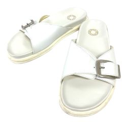 美品✨ISLAND SLIPPER 8 クロス レザー サンダル ホワイト 白 - メルカリ