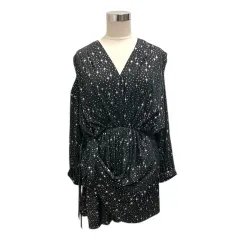 バレンシアガ BALENCIAGA チュニック ワンピース Vネック リボン 星柄 長袖 34 黒 ブラックのサムネイル