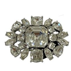 タグ付✨極美品✨ René クリスタルフラワーブローチ 花型 シルバー