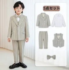 男の子フォーマルスーツ 5点セット ジャケット+ベスト+シャツ+パンツ+ボウタイ 子供服 キッズ 入園式 入学式 卒業式 演出 冠婚葬祭