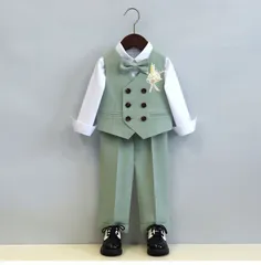 フォーマルスーツ 男の子 5点セット ベスト+パンツ+シャツ+ボウタイ+コサージュ 子供服 キッズ 入園式 入学式 卒業式 演出 冠婚葬祭