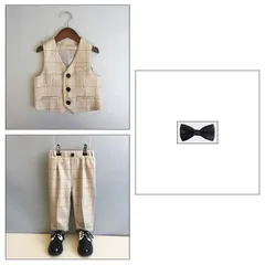フォーマルスーツ 男の子 4点セット ベスト+パンツ+ボウタイ+コサージュ 子供服 キッズ 入園式 入学式 卒業式 演出 冠婚葬祭