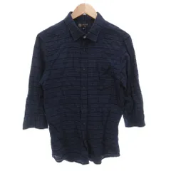 ミッシェルクラン MICHEL KLEIN オム HOMME 七分袖シャツ 48 ボーダー 紺 ネイビー /GV ■YHS16のサムネイル