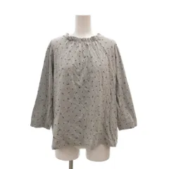 クロコダイル CROCODILE カットソー シャツ L グレー 総柄 フリルネック 七分袖 /NUのサムネイル