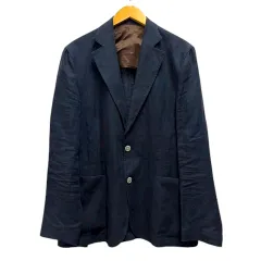 バルバ BARBA 41073 ジャケット ブレザー リネン サイドベンツ 長袖 50 紺 ネイビーのサムネイル