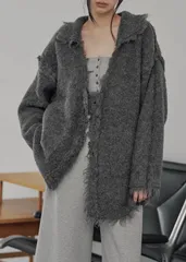【アウトレット】WILLFULLY/ウィルフリー リバーシブルニットカーディガン (チャコール) brushed lightly reversible knit cardiganのサムネイル