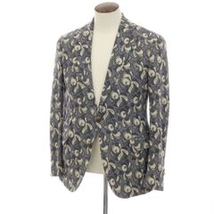 極美品 ボブ アンコンジャケット 総柄 ストレッチ 春夏 イタリア製 白