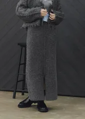 【アウトレット】WILLFULLY/ウィルフリー ブークレ ペンシルニットスカート (チャコール) boucle pencil knit SKのサムネイル
