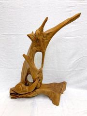 D18380 Ancient Zelkova Wood Snail Sculpture, Wooden Object, Snail, High-Quality Interior Art Piece