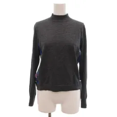 ポールスミス ブラック Paul Smith BLACK ニット 薄手 ウール M チャコールグレー 長袖 モックネック 異素材切替 花柄 /IB ■GY99のサムネイル