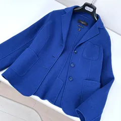 42 WEEKEND MaxMara 息を呑む極上ロイヤルブルー クチートアマーノ クラシカル テーラード ジャケット セレブ御用達 ダブルフェイス 1枚仕立て しつけ系ありのサムネイル