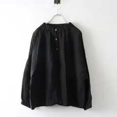 カスミ ヤオイタ Kasumi Yaoita リネンシャツカーディガン ネックギャザー ブラック／トップス 長袖 ブラウス【2400015009827】のサムネイル