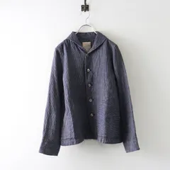 2024SS パラスパレス pal'las palace リネンコットン インディゴストライプ ショールカラージャケット 0 ネイビー┃【2400015007151】のサムネイル