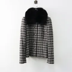 ピンクハウス PINK HOUSE ツイード ファー ジャケット M｜ブラック トップス ビッグカラー【2400015006017】のサムネイル